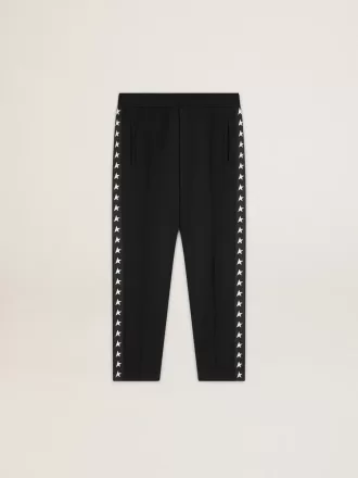 Pantalones de chándal negros para hombre con estrellas blancas en los laterales Pantalones de chándal negros para hombre con estrellas blancas en los laterales