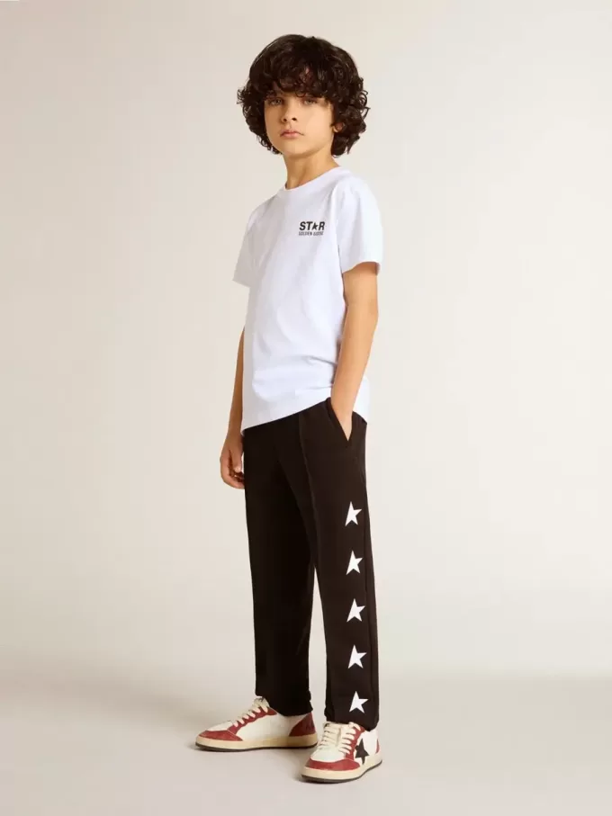 Pantalones de chándal negros para niño con estrellas blancas
