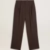 Pantalones de chándal para hombre en lana marrón oscuro con diseño de rayas finas Pantalones de chándal para hombre en lana marrón oscuro con diseño de rayas finas