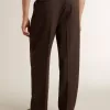 Pantalones de chándal para hombre en lana marrón oscuro con diseño de rayas finas Pantalones de chándal para hombre en lana marrón oscuro con diseño de rayas finas