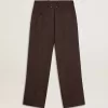 Pantalones de chándal para hombre en lana marrón oscuro con diseño de rayas finas Pantalones de chándal para hombre en lana marrón oscuro con diseño de rayas finas