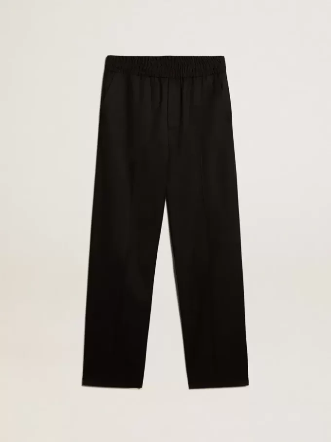 Pantalones de chándal para hombre en lana negra Pantalones de chándal para hombre en lana negra