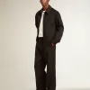 Pantalones de chándal para hombre en lana negra Pantalones de chándal para hombre en lana negra