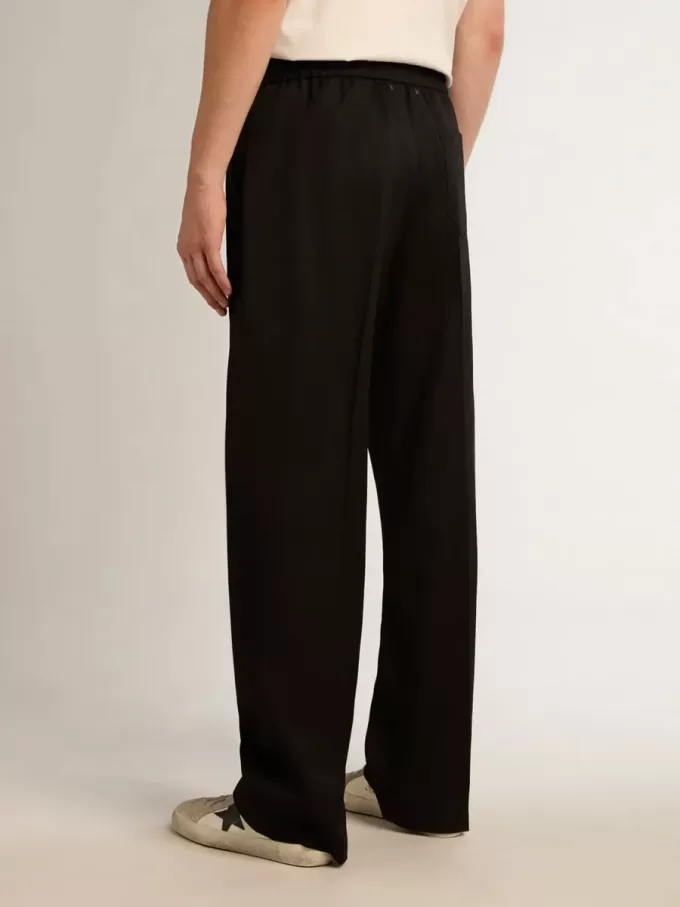 Pantalones de chándal para hombre en lana negra Pantalones de chándal para hombre en lana negra