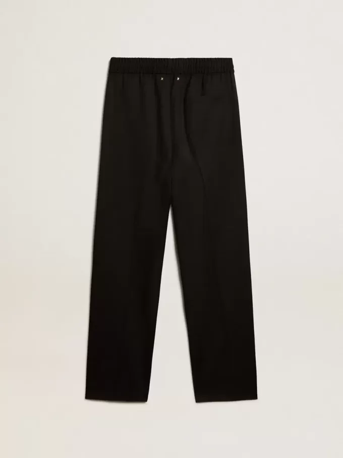 Pantalones de chándal para hombre en lana negra Pantalones de chándal para hombre en lana negra