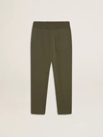 Pantalones de chándal para niño en verde militar con estrellas blancas Pantalones de chándal para niño en verde militar con estrellas blancas