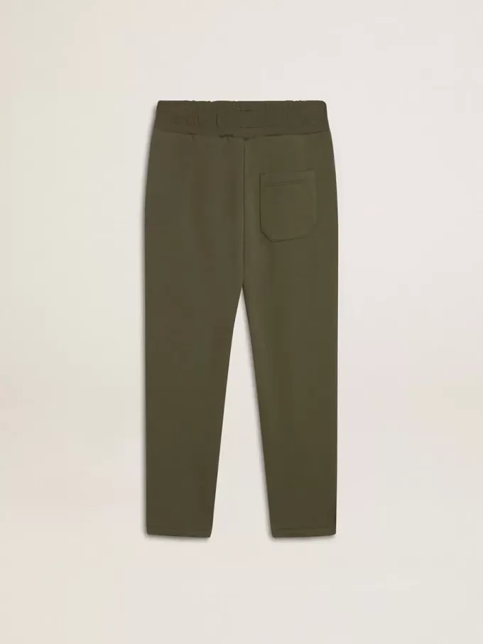 Pantalones de chándal para niño en verde militar con estrellas blancas Pantalones de chándal para niño en verde militar con estrellas blancas