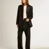 Pantalones de denim de algodón para mujer con adornos de cristales con efecto sombreado Pantalones de denim de algodón para mujer con adornos de cristales con efecto sombreado