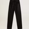 Pantalones de denim de algodón para mujer con adornos de cristales con efecto sombreado Pantalones de denim de algodón para mujer con adornos de cristales con efecto sombreado