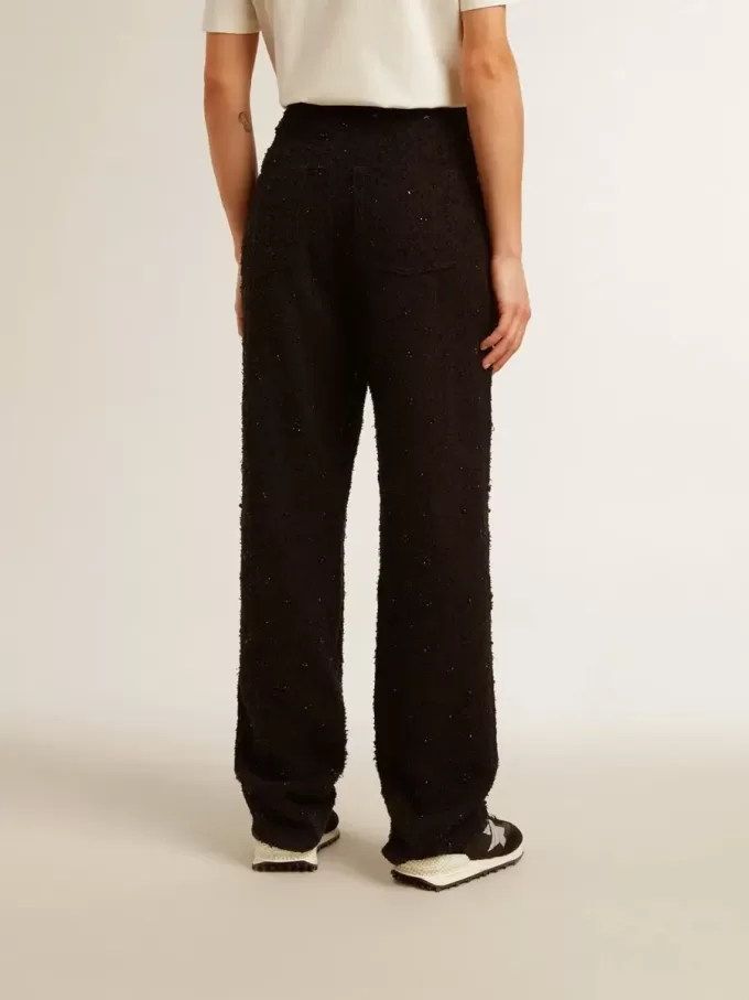 Pantalones de denim de algodón para mujer con adornos de cristales y piedras Pantalones de denim de algodón para mujer con adornos de cristales y piedras
