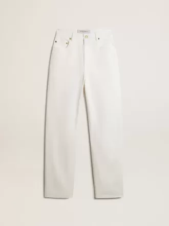 Pantalones de denim de algodón para mujer en color blanco óptico Pantalones de denim de algodón para mujer en color blanco óptico
