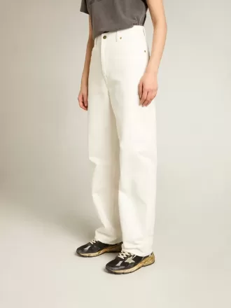 Pantalones de denim de algodón para mujer en color blanco óptico Pantalones de denim de algodón para mujer en color blanco óptico