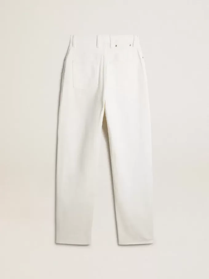 Pantalones de denim de algodón para mujer en color blanco óptico Pantalones de denim de algodón para mujer en color blanco óptico