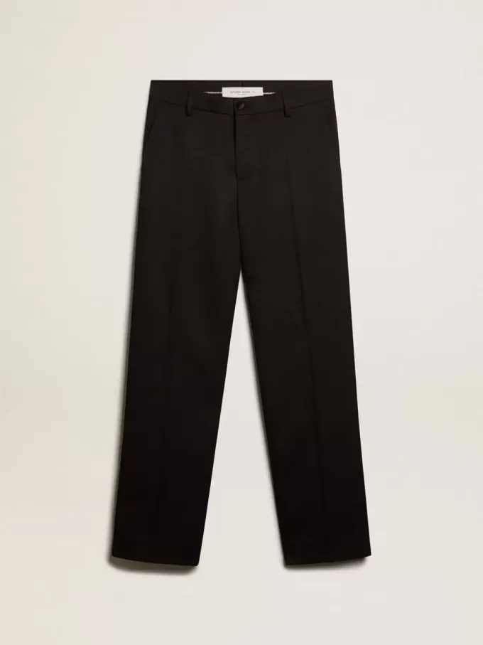Pantalones de esmoquin para hombre en gabardina de lana negra Pantalones de esmoquin para hombre en gabardina de lana negra
