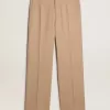 Pantalones de gabardina de lana para hombre en color arena Pantalones de gabardina de lana para hombre en color arena