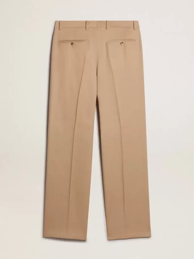 Pantalones de gabardina de lana para hombre en color arena Pantalones de gabardina de lana para hombre en color arena