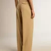 Pantalones de gabardina de lana para mujer en color arena Pantalones de gabardina de lana para mujer en color arena