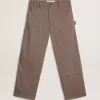 Pantalones de hombre de mezcla de lana en micro chevron marrón claro Pantalones de hombre de mezcla de lana en micro chevron marrón claro