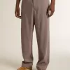 Pantalones de hombre de mezcla de lana en micro chevron marrón claro Pantalones de hombre de mezcla de lana en micro chevron marrón claro