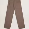 Pantalones de hombre de mezcla de lana en micro chevron marrón claro Pantalones de hombre de mezcla de lana en micro chevron marrón claro