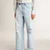 Pantalones de hombre en denim con efecto desgastado