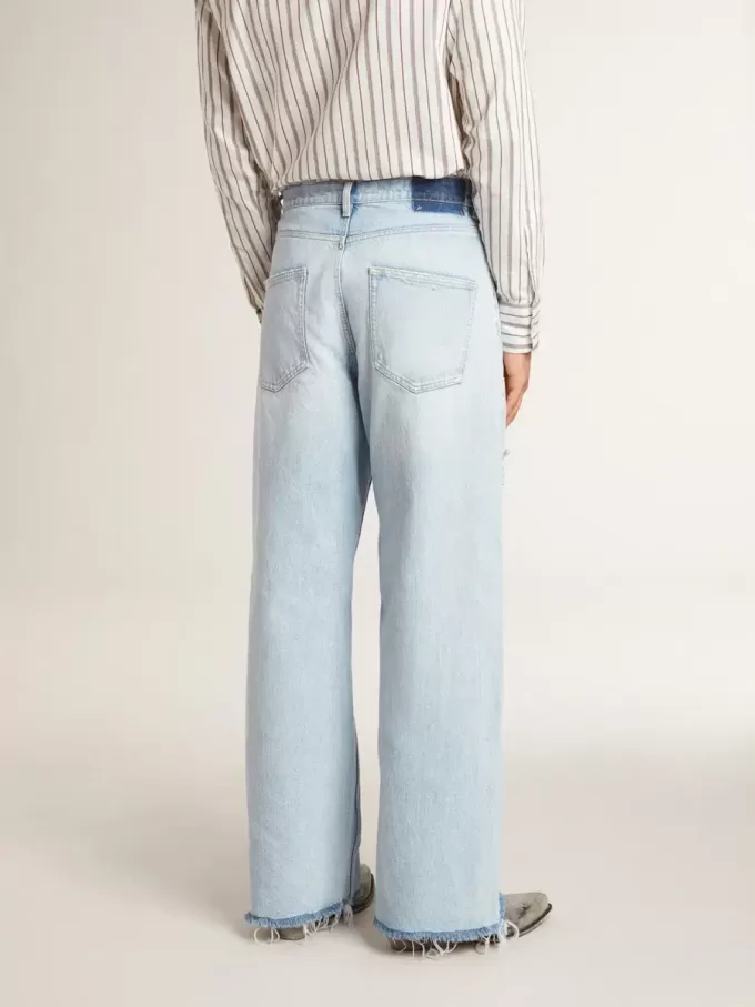 Pantalones de hombre en denim con efecto desgastado