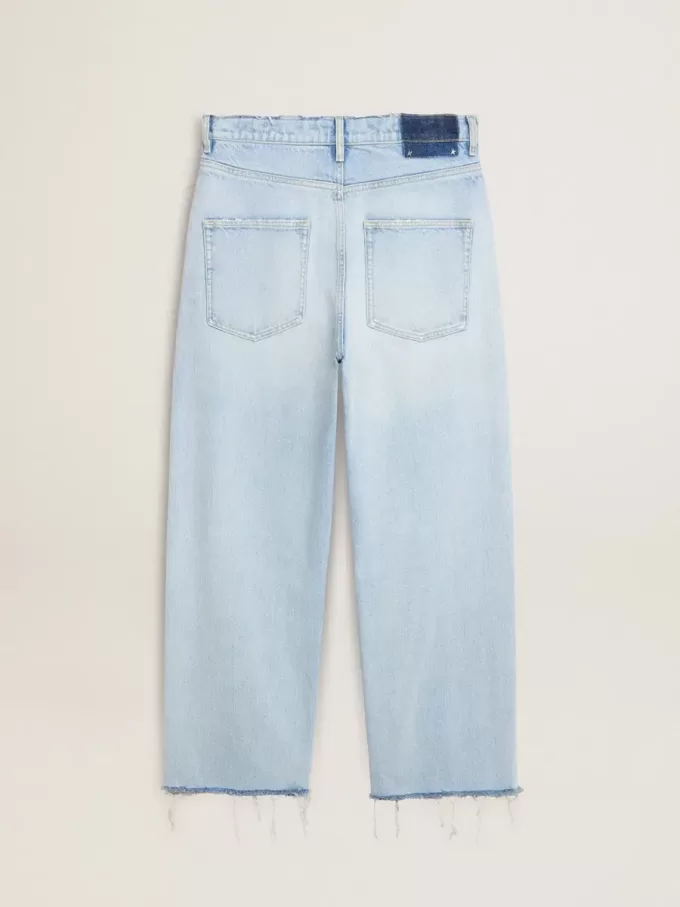 Pantalones de hombre en denim con efecto desgastado