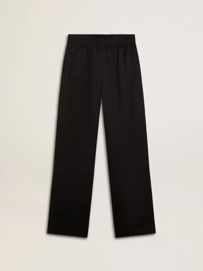 Pantalones de jogging ligeros de lana negra para mujer Pantalones de jogging ligeros de lana negra para mujer