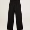 Pantalones de jogging ligeros de lana negra para mujer Pantalones de jogging ligeros de lana negra para mujer