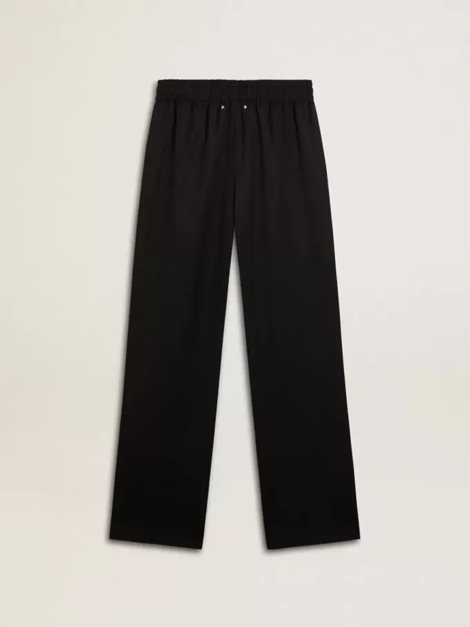 Pantalones de jogging ligeros de lana negra para mujer Pantalones de jogging ligeros de lana negra para mujer