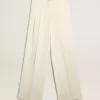 Pantalones de jogging para mujer en mezcla de lana blanca envejecida Pantalones de jogging para mujer en mezcla de lana blanca envejecida