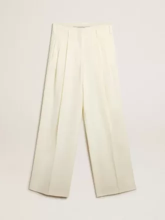 Pantalones de jogging para mujer en mezcla de lana blanca envejecida