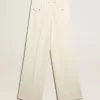 Pantalones de jogging para mujer en mezcla de lana blanca envejecida Pantalones de jogging para mujer en mezcla de lana blanca envejecida