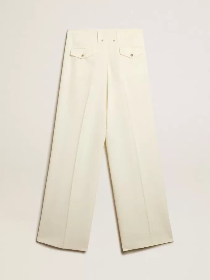 Pantalones de jogging para mujer en mezcla de lana blanca envejecida Pantalones de jogging para mujer en mezcla de lana blanca envejecida