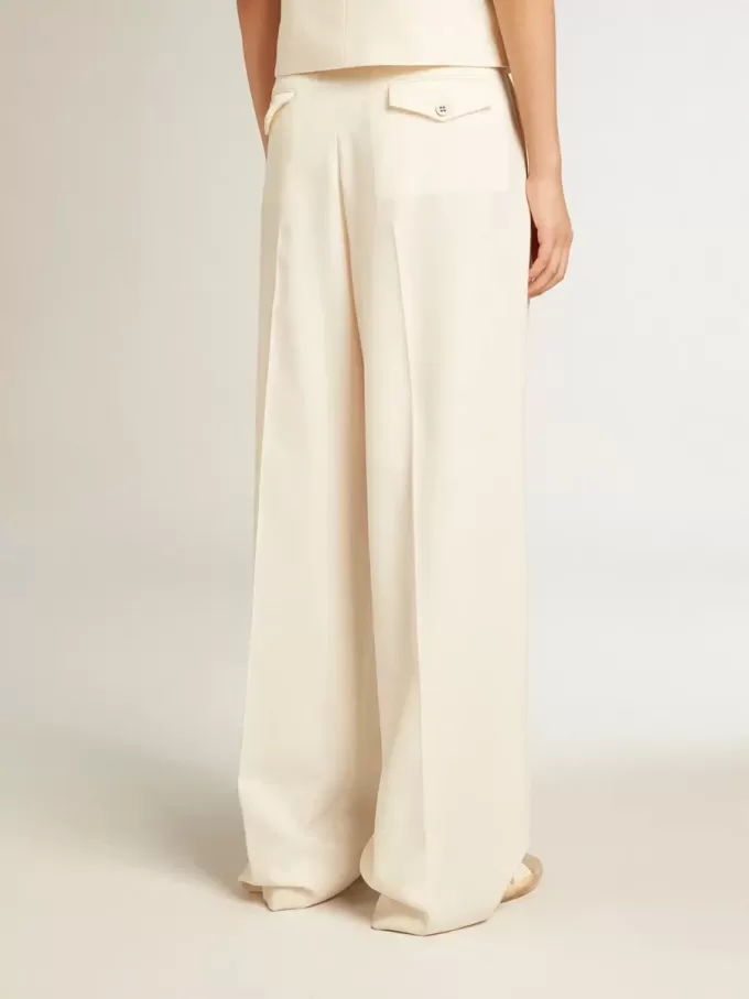 Pantalones de jogging para mujer en mezcla de lana blanca envejecida Pantalones de jogging para mujer en mezcla de lana blanca envejecida