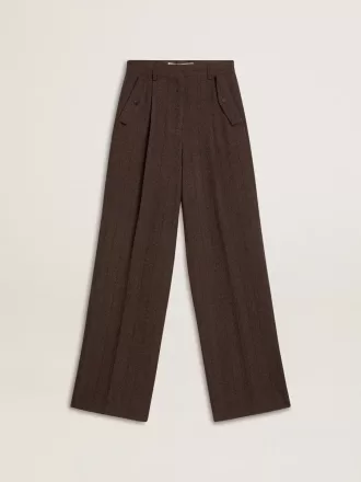 Pantalones de lana virgen marrones para mujer