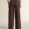 Pantalones de lana virgen marrones para mujer Pantalones de lana virgen marrones para mujer