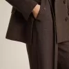 Pantalones de lana virgen marrones para mujer Pantalones de lana virgen marrones para mujer