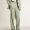 Pantalones de mujer de lana verde salvia Pantalones de mujer de lana verde salvia