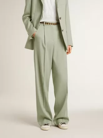 Pantalones de mujer de lana verde salvia
