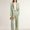 Pantalones de mujer de lana verde salvia Pantalones de mujer de lana verde salvia