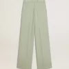 Pantalones de mujer de lana verde salvia Pantalones de mujer de lana verde salvia