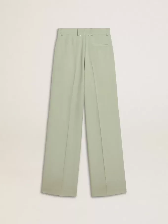 Pantalones de mujer de lana verde salvia Pantalones de mujer de lana verde salvia