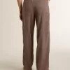 Pantalones de mujer de mezcla de lana en micro chevron marrón claro Pantalones de mujer de mezcla de lana en micro chevron marrón claro
