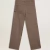 Pantalones de mujer de mezcla de lana en micro chevron marrón claro Pantalones de mujer de mezcla de lana en micro chevron marrón claro