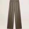 Pantalones de mujer de viscosa y seda con estampado floral Pantalones de mujer de viscosa y seda con estampado floral