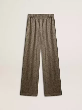 Pantalones de mujer de viscosa y seda con estampado floral