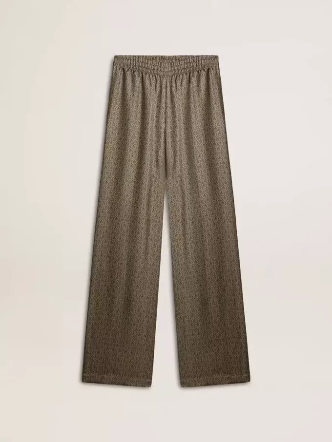 Pantalones de mujer de viscosa y seda con estampado floral Pantalones de mujer de viscosa y seda con estampado floral