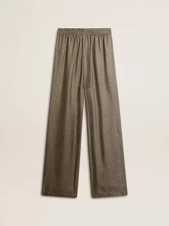 Pantalones de mujer de viscosa y seda con estampado floral