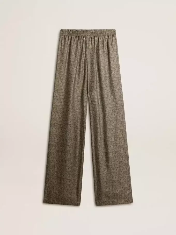 Pantalones de mujer de viscosa y seda con estampado floral Pantalones de mujer de viscosa y seda con estampado floral